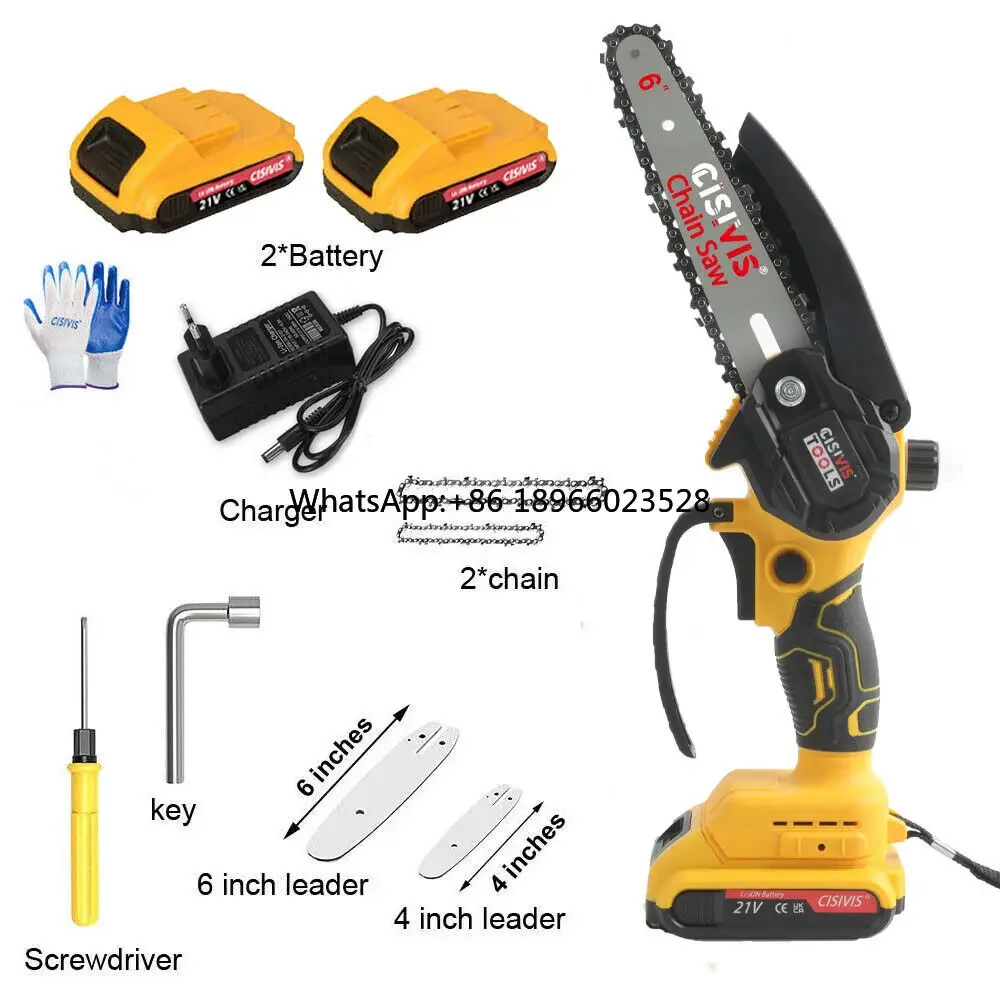 Portable Electric Saw With Oil Pot 6-Inch 21v Lithium Battery Handheld Electric Tree Wood Cutting Cordless Mini Chain Saw