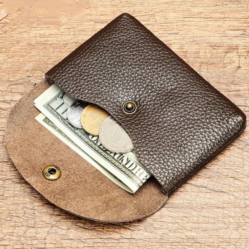 Genuine Leather Coin Purse Soft Cowhide Money Bag Wallet Men Women Credit Card Holder Cash Pocket ID Card Case Mini Purse