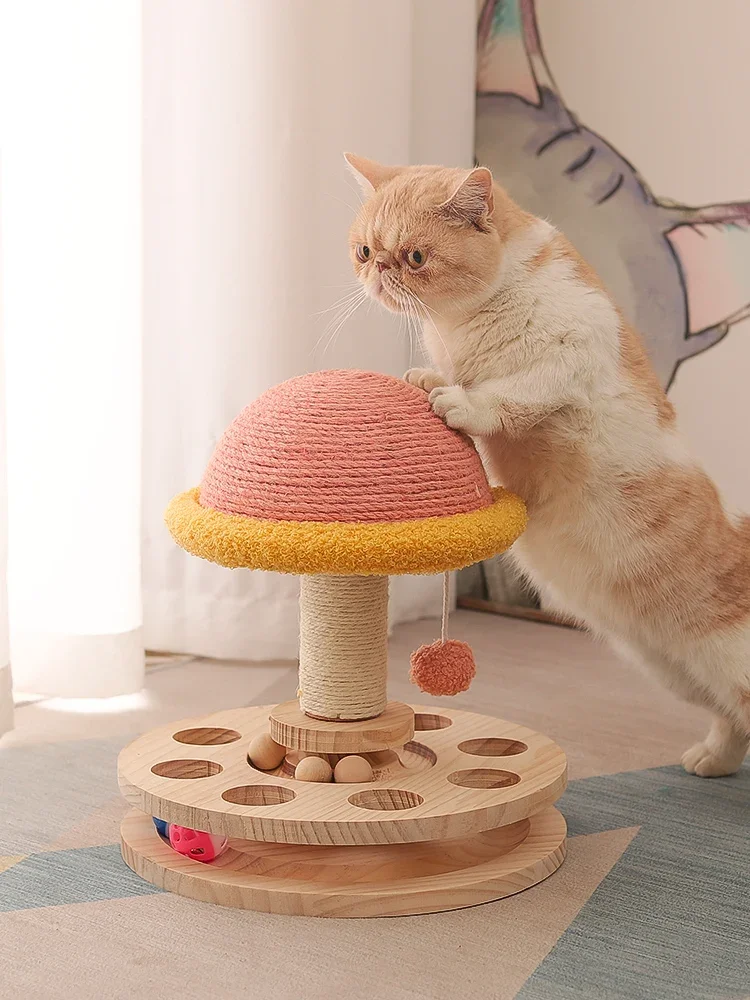 Toys Turntable Ball Scratch Board  Climbing Frame Bite-resistant Self-Hi Boredom Tease Kittens Sisal Pet