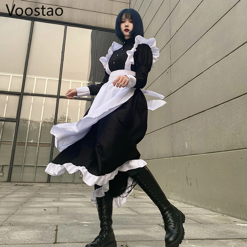 Gothic Black Cute Lolita Maid Dress French Style Amine Sexy Cosplay Costumes Men Women Dresses Party Princess Uniform Suit