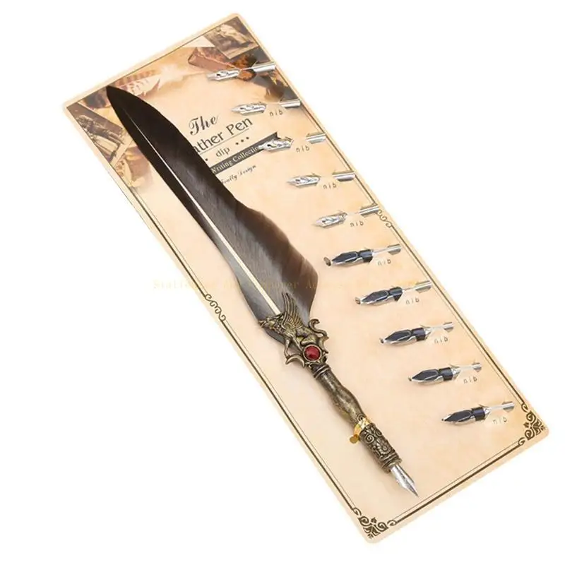 Retro Quill Pen Calligraphy escribiendo Pen exquisito Pen a caligrafía Retro Dip Pen Pen