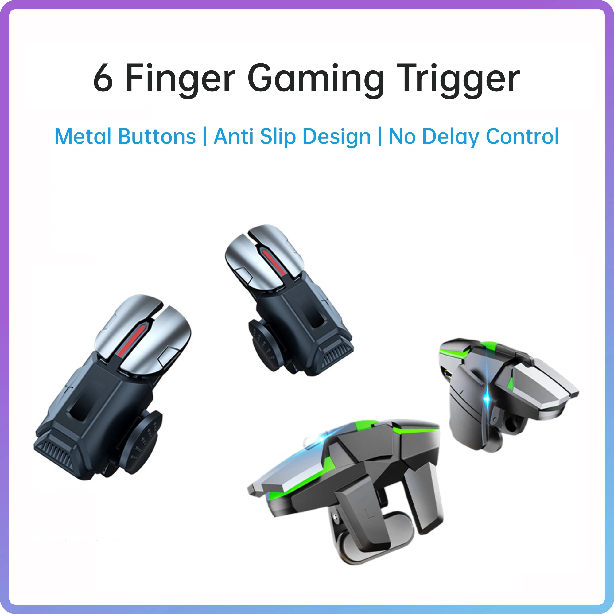 G21 Six Fingers Controller Mobile Phone Gaming Trigger for PUBG ABS L1 R1 Key Button for IOS/Android Universal Gamepad Joysticks