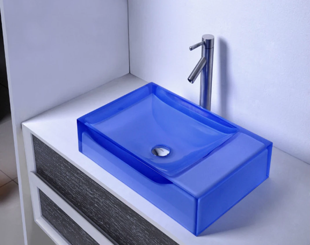 

Rectangular Resin Counter Top Sink Vessel Cloakroom Vanity Colored Wash Basin RS38247-590