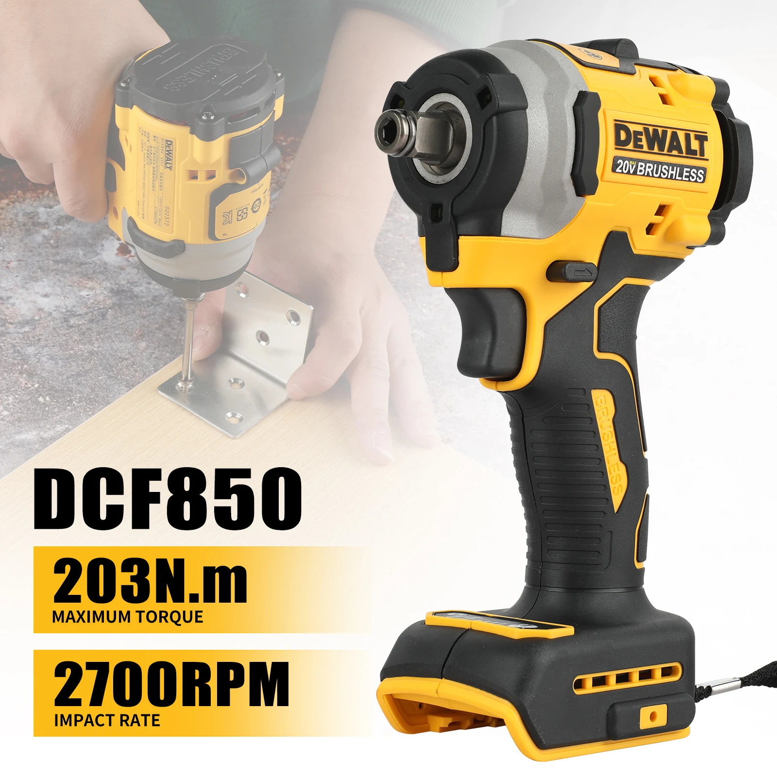 Dewalt Brushless  Cordless Wrench Impact Wrench Professional Service Power Tools For Dewalt 20V  Processing tool packag