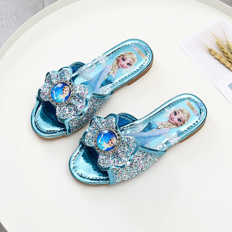 Disney Frozen Anna Elsa Shoes For Girls Children Lovely Cartoon Princess Flats Kids Beach Home Shoes Inside and Outside Slippers