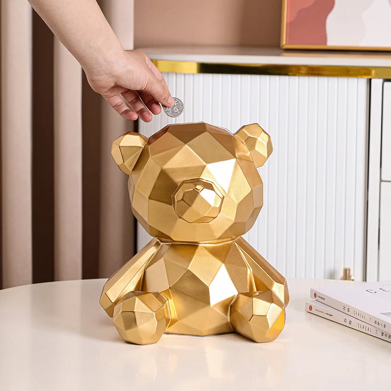 Simpatico cartone animato orso salvadanaio salvadanaio per bambini bambini adulti Nordic Home Decor scatola di risparmio Kawaii per monete deposito