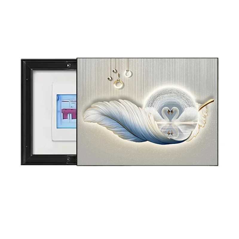 Decorative painting occlusion free punching distribution box feather hanging painting modern simplicity