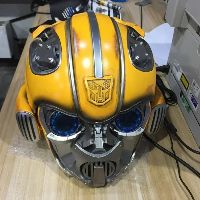 

Genuine Transformers Bumblebee 1:1 Helmet Anime Fiugre Wearable Face Changing With Speakers Model Doll Decor Toy Christmas Gifts