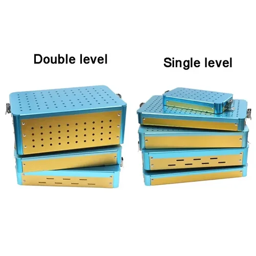 GREATLH Caja esterilizadora de material de aleación de aluminio de alta calidad Herramientas de caja esterilizadora de un solo nivel