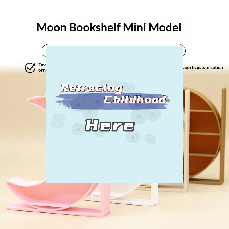 1:12 Dollhouse Miniature Moon Bookcase 4-layer Storage Rack Display Cabinet Showcase Model Decor Toy Doll House Accessories-TOY