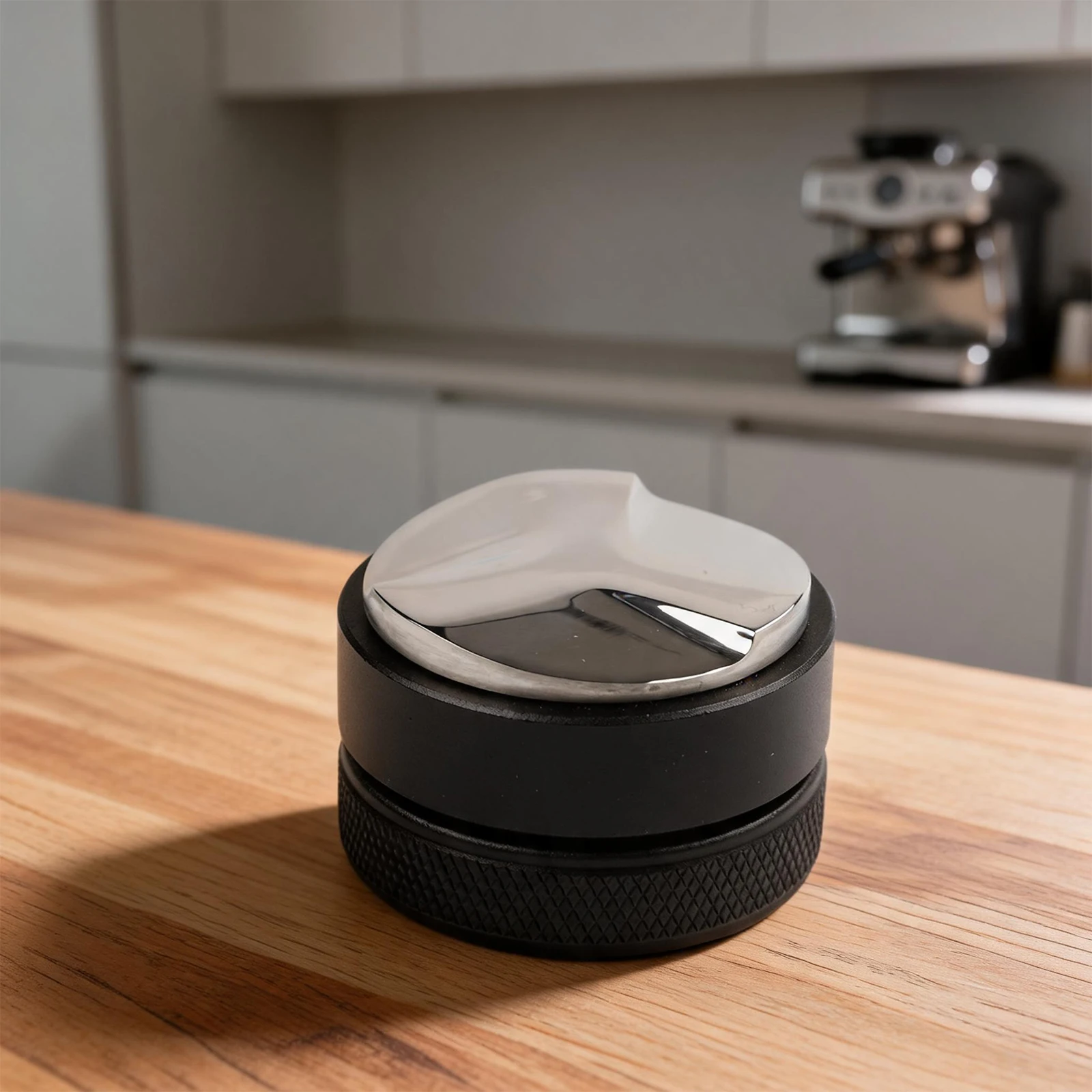 58MM Coffee Tamper with Distributor and Leveler Functions in Stainless Steel for Consistent Tamping Performance