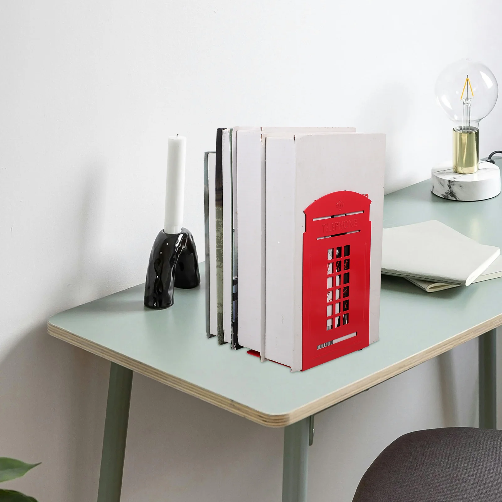 2 قطعة كتاب الحديد ينتهي كشك الهاتف خمر شكل غلاف إبداعي للمنزل مكتب الرف ديكور كتاب قوي دعم الكتب الثقيلة