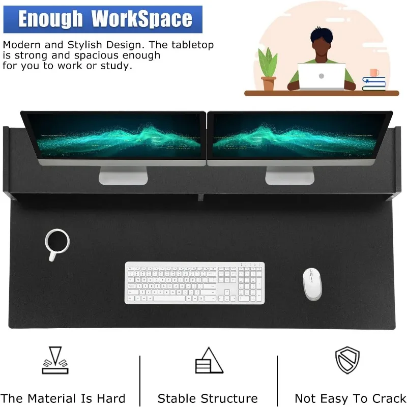Desk, computer desk with drawer keyboard tray 43” Home study writing desk with storage shelf image 6