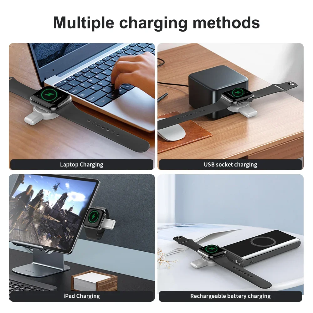 Magnetic Wireless Charger for Samsung Galaxy Watch 6 5 4 3 Pro USB A Type C Port Portable Fast Charger for Apple Watch 9 8 7 6 5