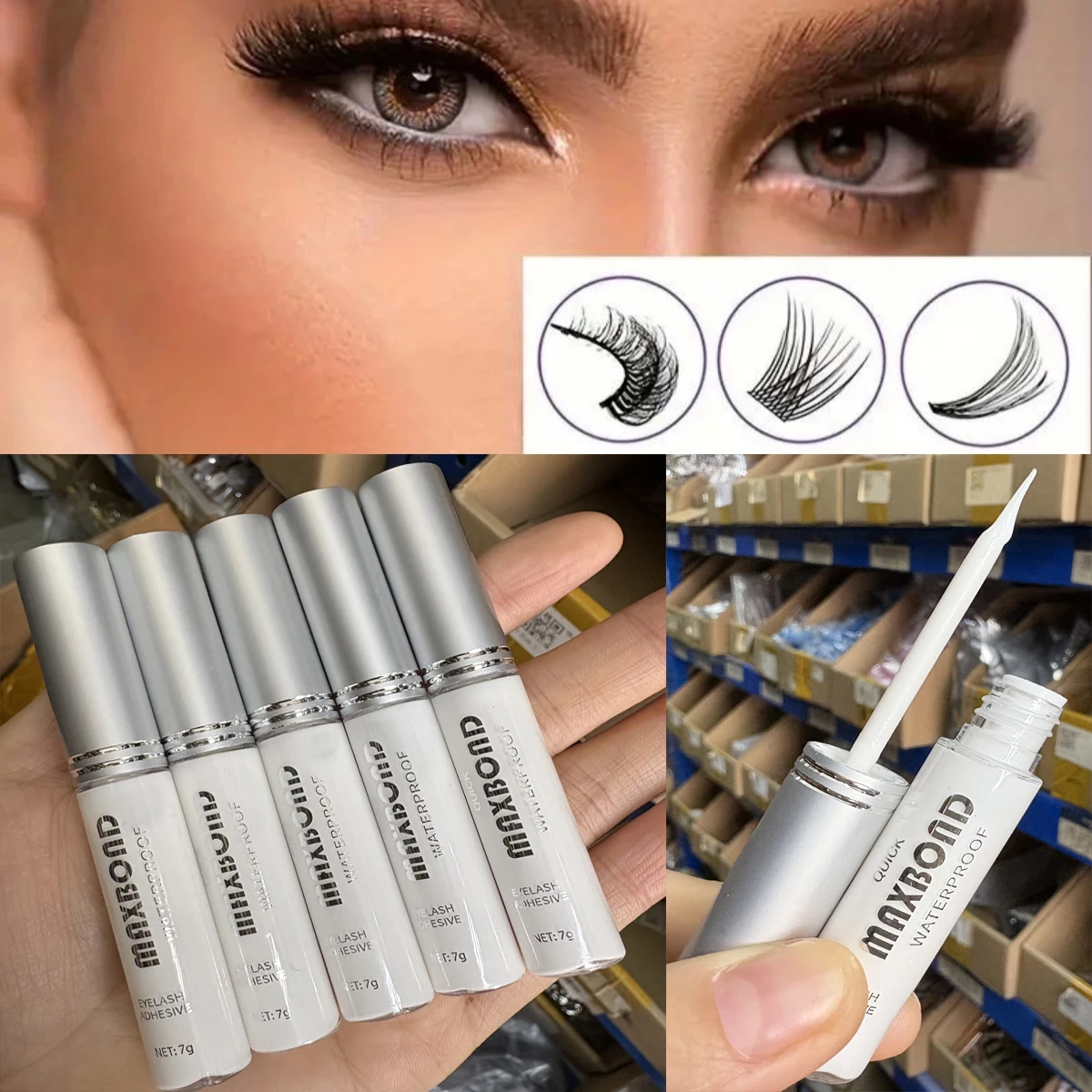 7g Eyelash Glue Waterproof Gel Strong Hold for Professional Salon & Home Use Suitable for False Lashes/Individual/Cluster Lashes