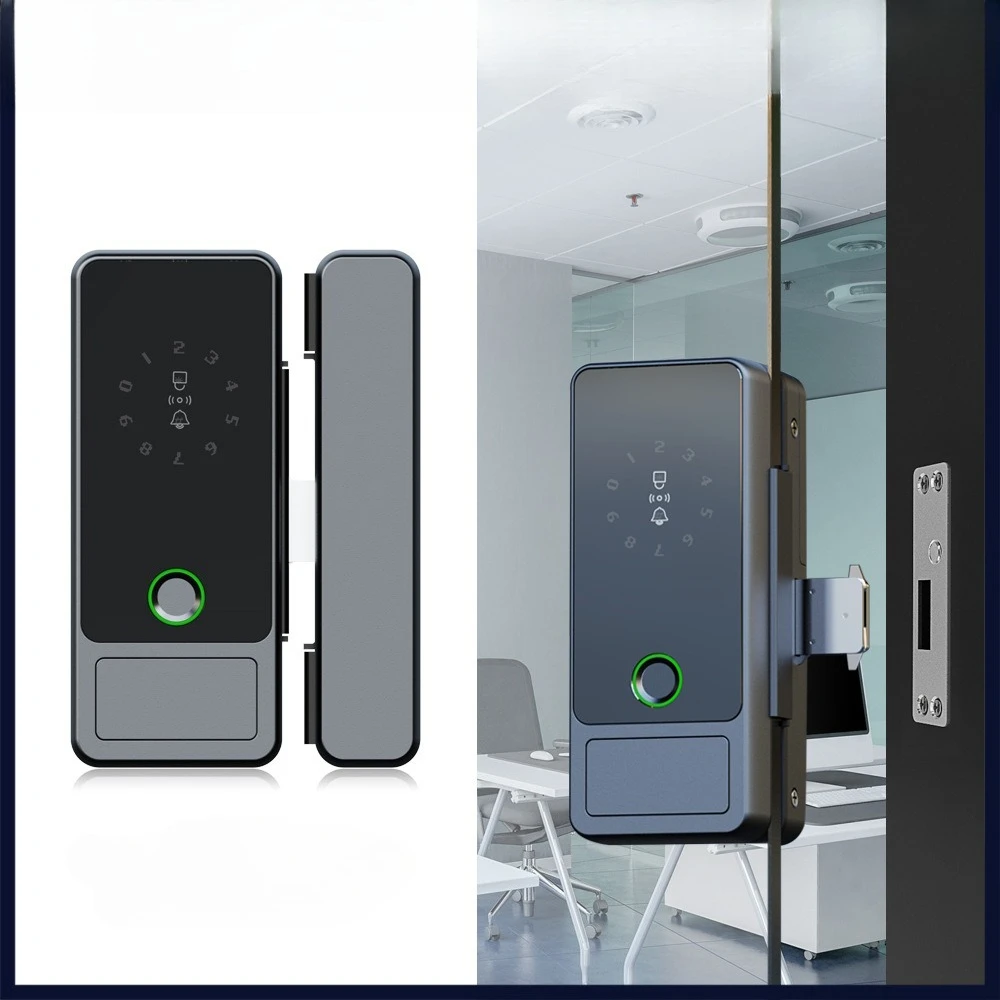 Smart Glass Password Door Lock Office Password Lock Push-pull Glass Door No Opening Fingerprint Lock Open Again