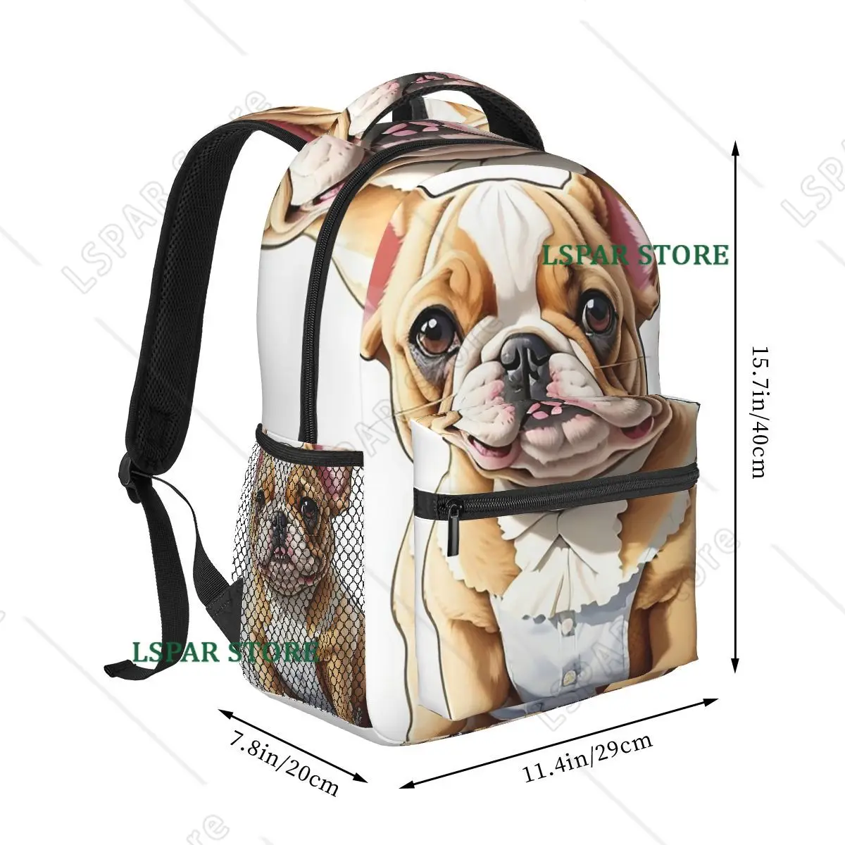 Cute French Bulldog Puppy Facial Student Backpack School Bag Hiking Travel Daypack for Men Women Fashion Bookbag Shoulder Bags