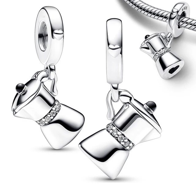 High Quality S925 Silver Lollipop Coffee With Love Lock/Key Charm Beads Fit for Original Bracelet DIY Women's Boutique Jewelry