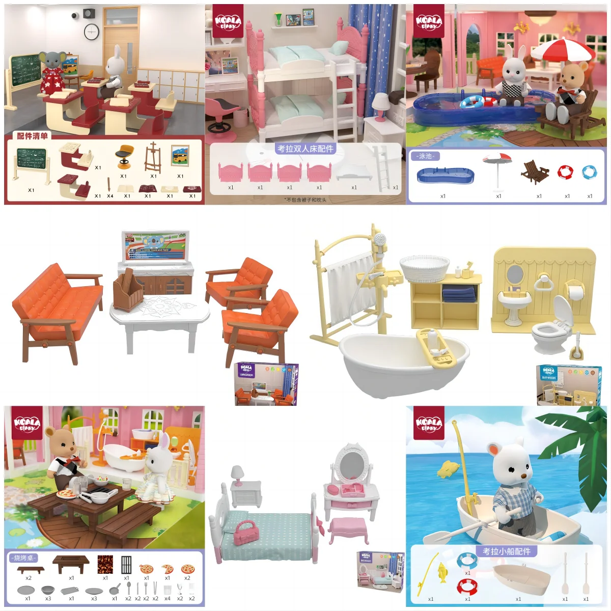 Original Toys Miniature Items Furniture Family Toys Dollhouse LivingRoom Bathroom Kitchen Set Pretend Creative Ideas Kids Toys