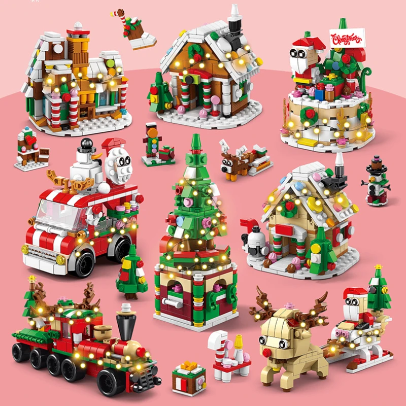 

New Years Christmas Building Block Toy Blind Box Set Xmas Advent Calendar Bricks DIY Educational Toys Kit Gift for Kids Adults