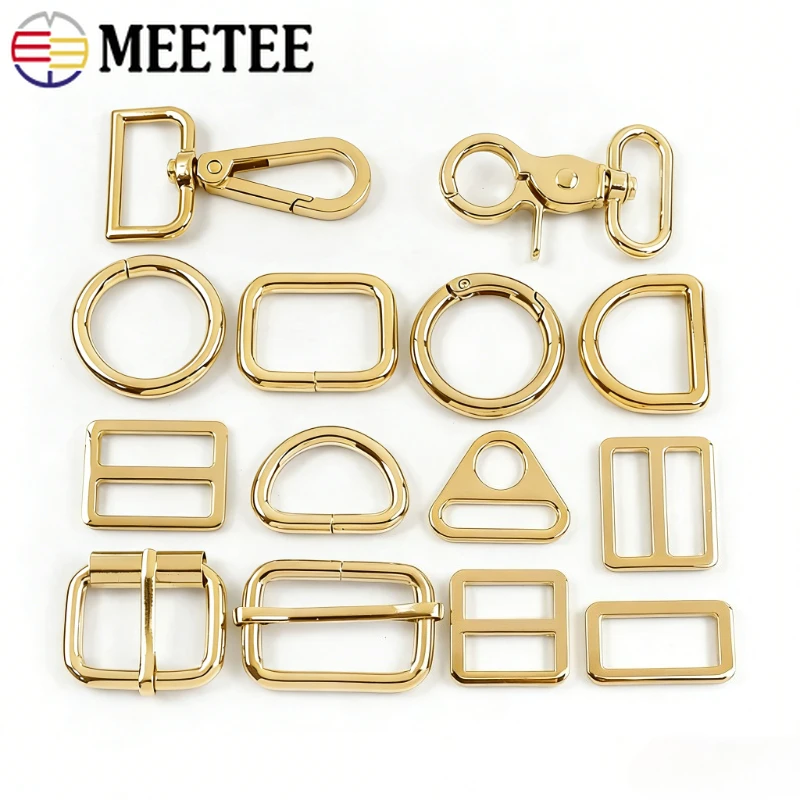 5/10P 20-38mm LightGold Metal Buckles for Bag Strap Keychain Swivel Lobster Clasp O D Ring Tri Glide Slider Hardware Accessories