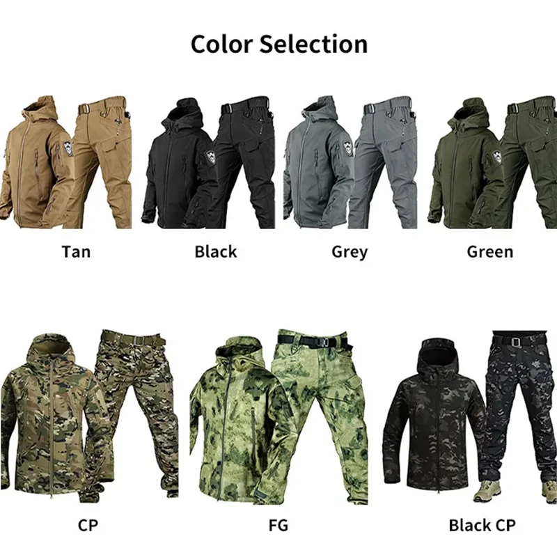 Jaquetas táticas impermeáveis masculinas, jaqueta de pesca, roupas de caça, camping Soft Shell, tubarão casaco quente, acessório militar do exército, homens