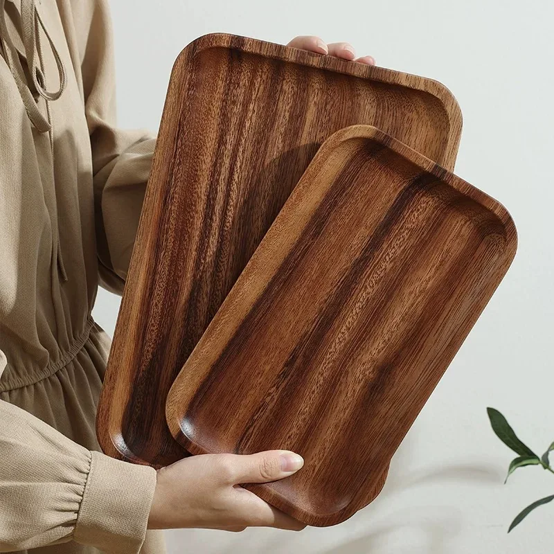 Acacia Wood Rectangular Tray Wooden Tea Tray Put Cup Storage Tray Japanese Snacks Snacks Coffee Tray