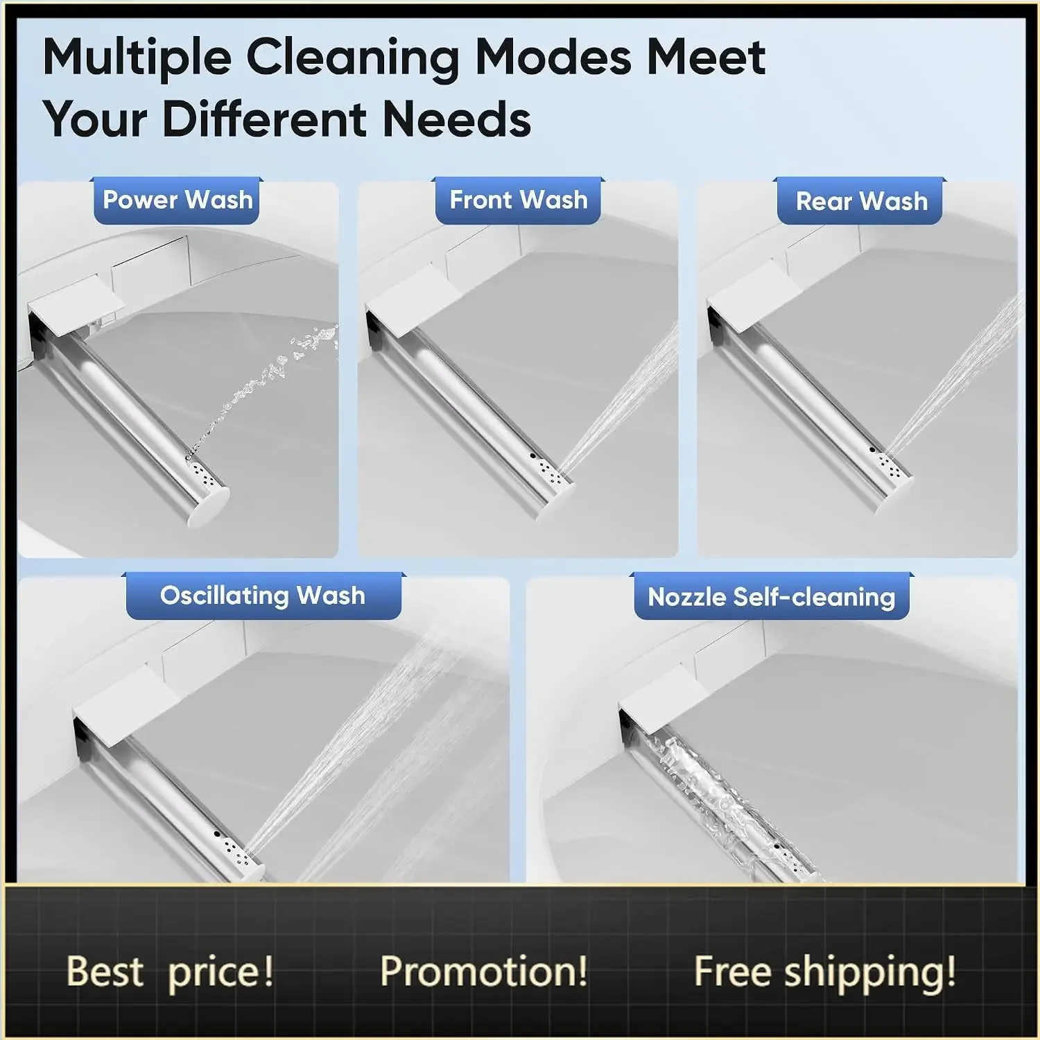 Brand new fast shippingBestsellerElectric Bidet Toilet Seat with Instant Warm Bidet Wash & Warm Air Dryer, Self-Cleaning Stainle