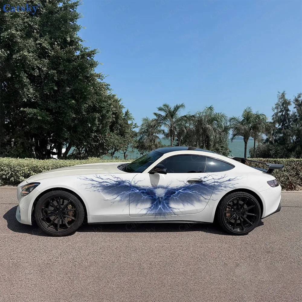 

2pcs Burst Electric Raptor Car Side Wraps, Self-Adhesive PVC Waterproof & Scratch-Resistant Stickers, Car Accessory Gift