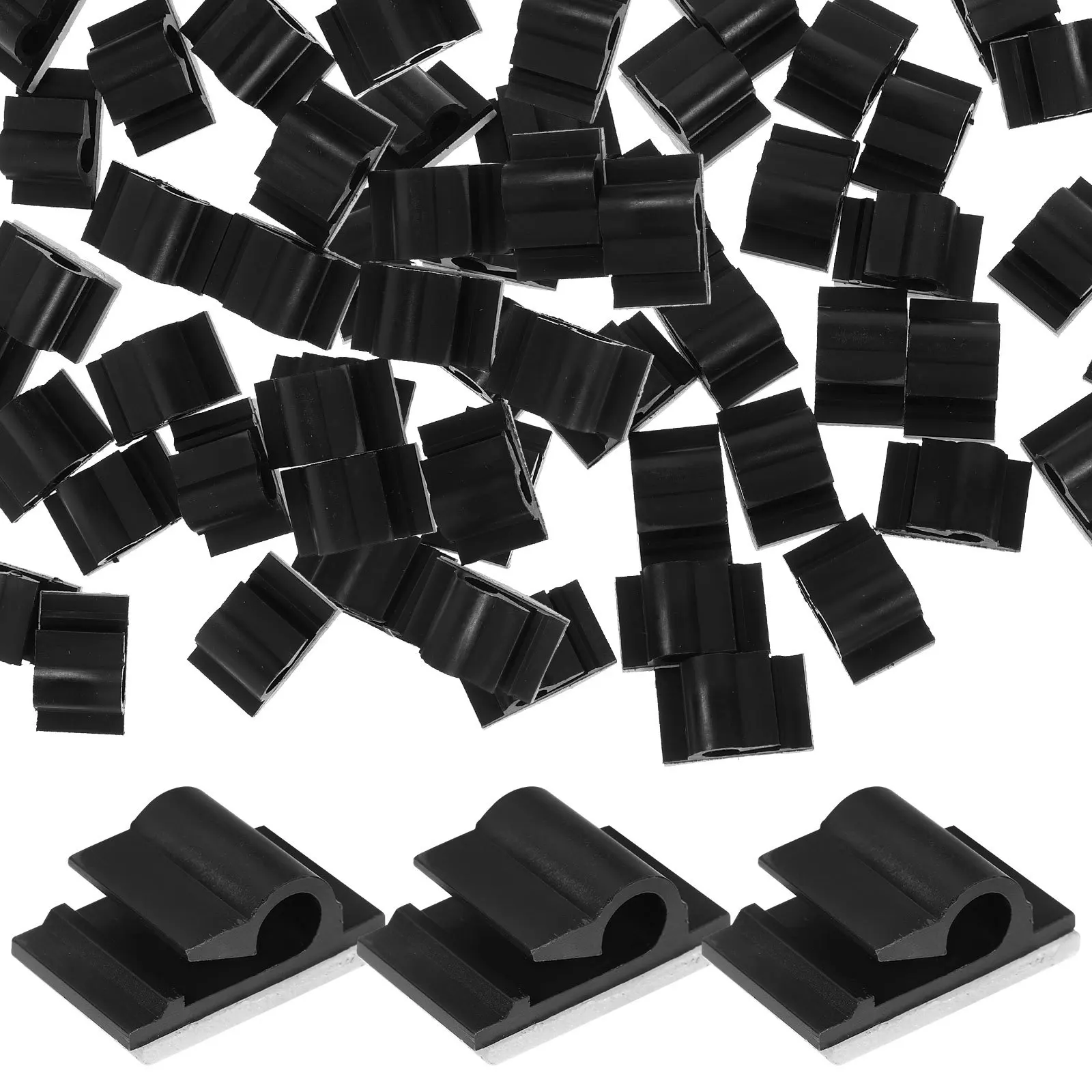 

50Pcs Line Clips Cable Management Clips Self Adhesive Cord Organizer for Wires USB Audio Cables Black Cable Management