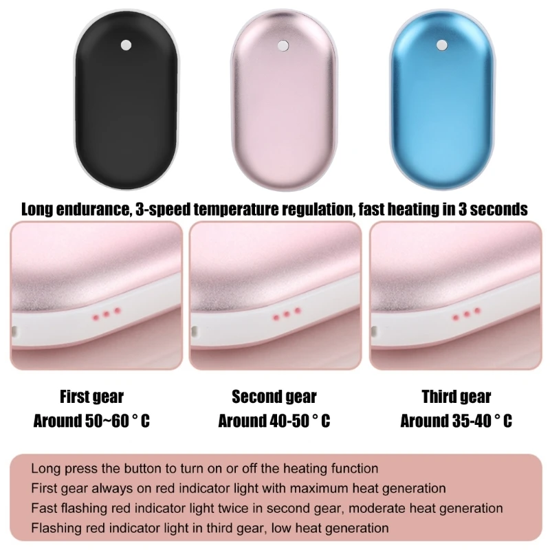 

5000/10000mAh Hand Warmer 2 in 1 Portable Pocket Charger PowerBank Winter Heater USB Rechargeable