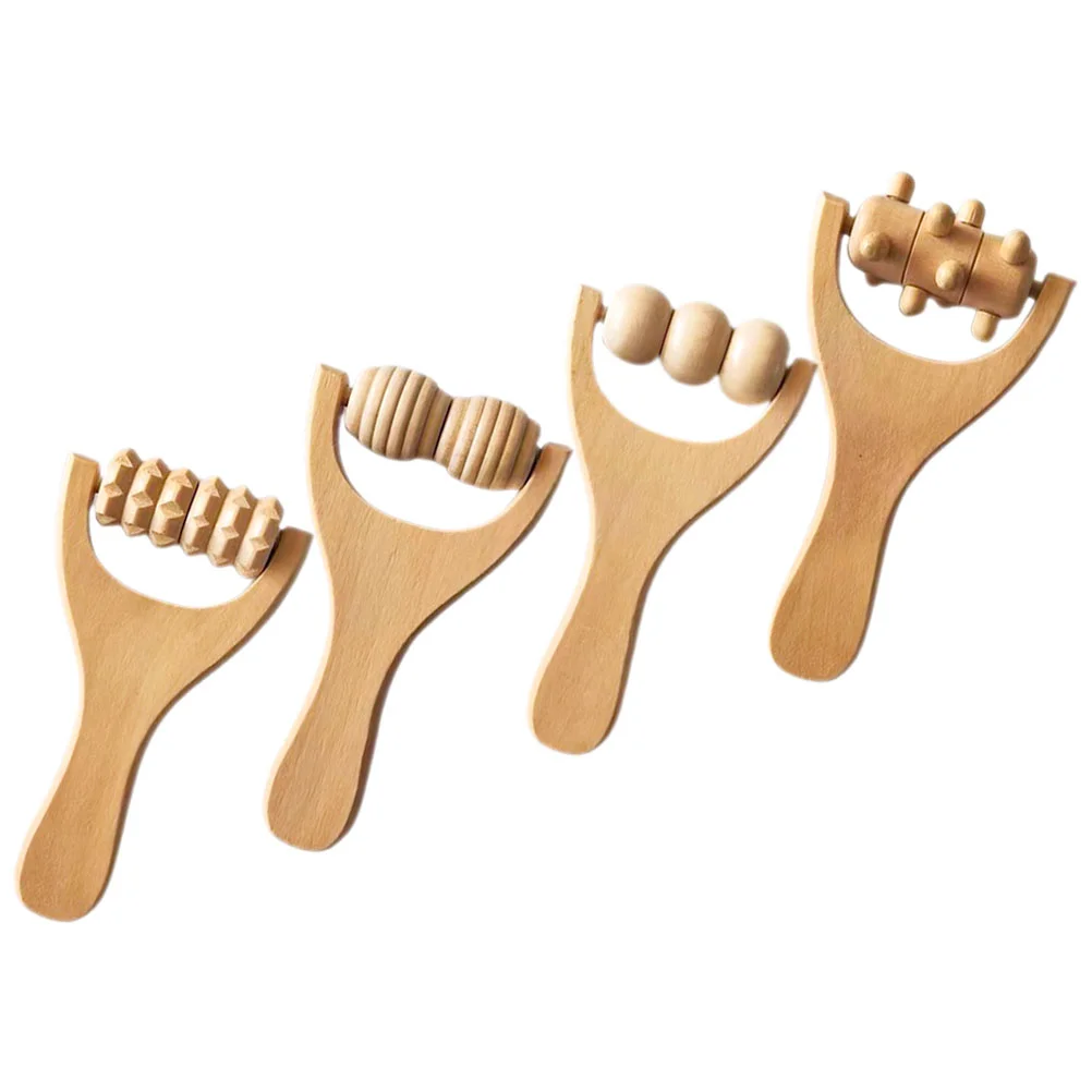 

4 Pcs Walker Foot Massage Tool Acupoint Massager Portable Reflexology Wooden Rollers Neck