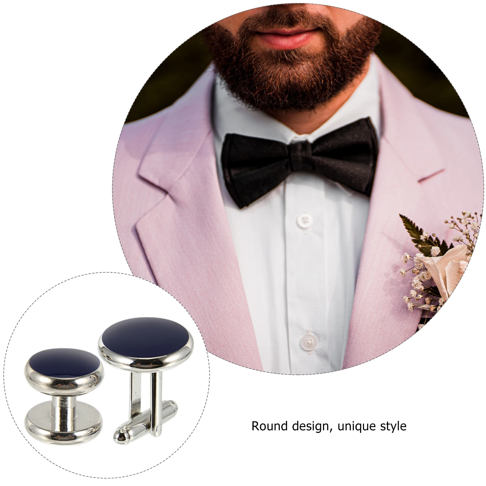 

8pcs Classic Round Cuff Links Set Shirt Cuff Studs Men French Style Drip Oil Finish Copper Cufflinks Accessories