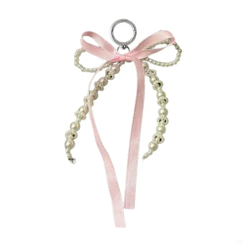 Delicada delicadeza llavero con llavero Bownot Pearls Detalle Versátiles Versátiles bolsa plástico para transporte