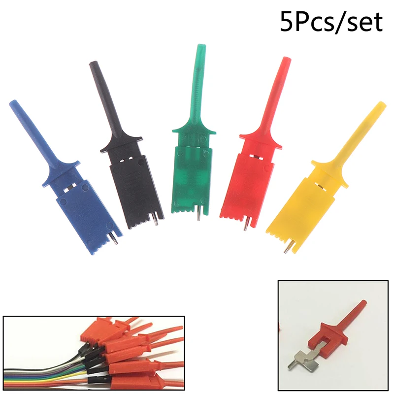 5 шт., проводки для тестера, крючок для тестового зонда для SMD IC, тестовые зажимы, крючок SMD IC