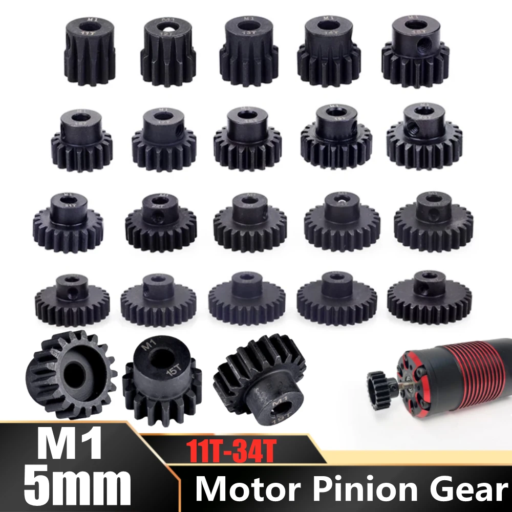 11T-34T Material Harden M1 5mm Shaft Metal Brushless Brush Pinion Motor Gear for 1/8 RC Buggy truggy Monster Truck Replacement