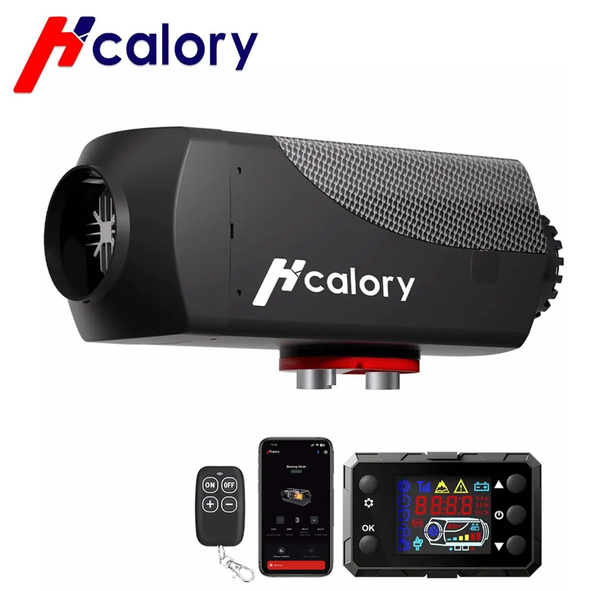 

Hcalory Diesel Car Parking Heater 5KW 12V Air Heater with Digital and Switch Remote Control for Car Truck Boat RV Trailer Camper