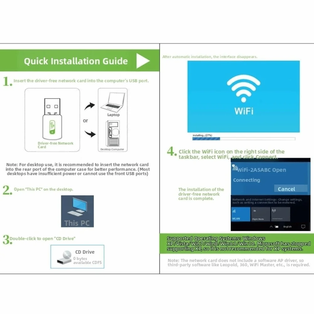 

Durable 1300Mbps WiFi Adapter USB Dual Band 2.4G/5GHz Network Card Wireless Receiver Transmitter For Desktop Laptop PC