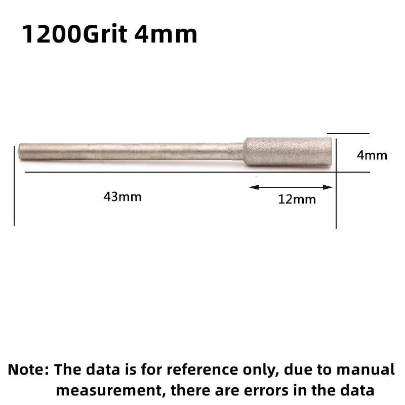 600/1200 Grit Diamond Grinding Head Diameter 1mm~4mm Cylindrical Flat Head Polishing Grinding Head Jade Carving Deburring Tool