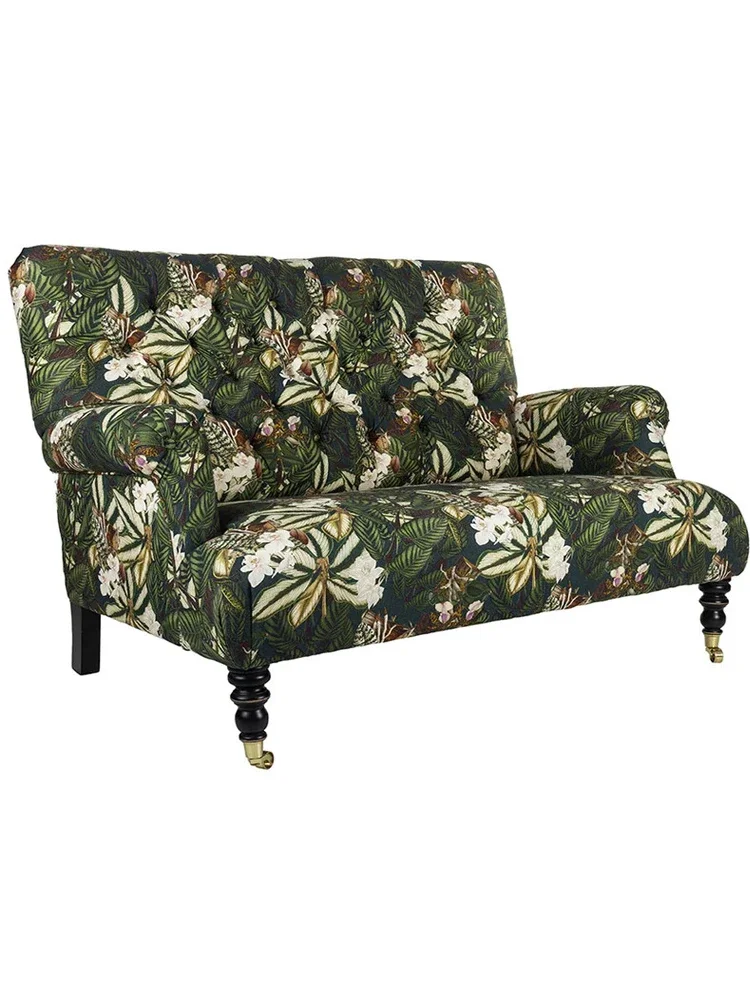 Retro double color high back sofa living room small apartment balcony bedroom American pastoral fabric two-person sofa