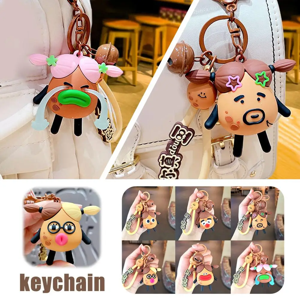 Funny Potatoes Braided Doll Key Chain Big Eyes Sausage Pendant Decoration Mouth Ugly Keychain Hanging Stuff Cute F3L0