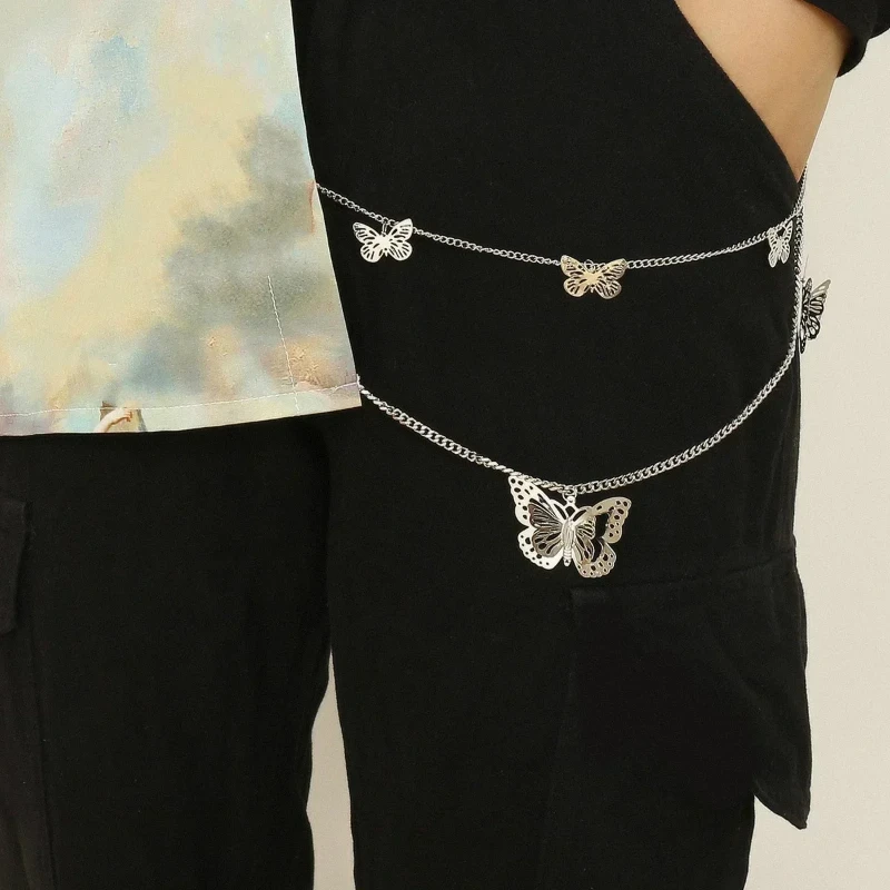 Fashion Creative Mix and Match Tassel Pants Chain Personality Three-dimensional Hollow Butterfly Hip-hop Belt Accessories Gifts