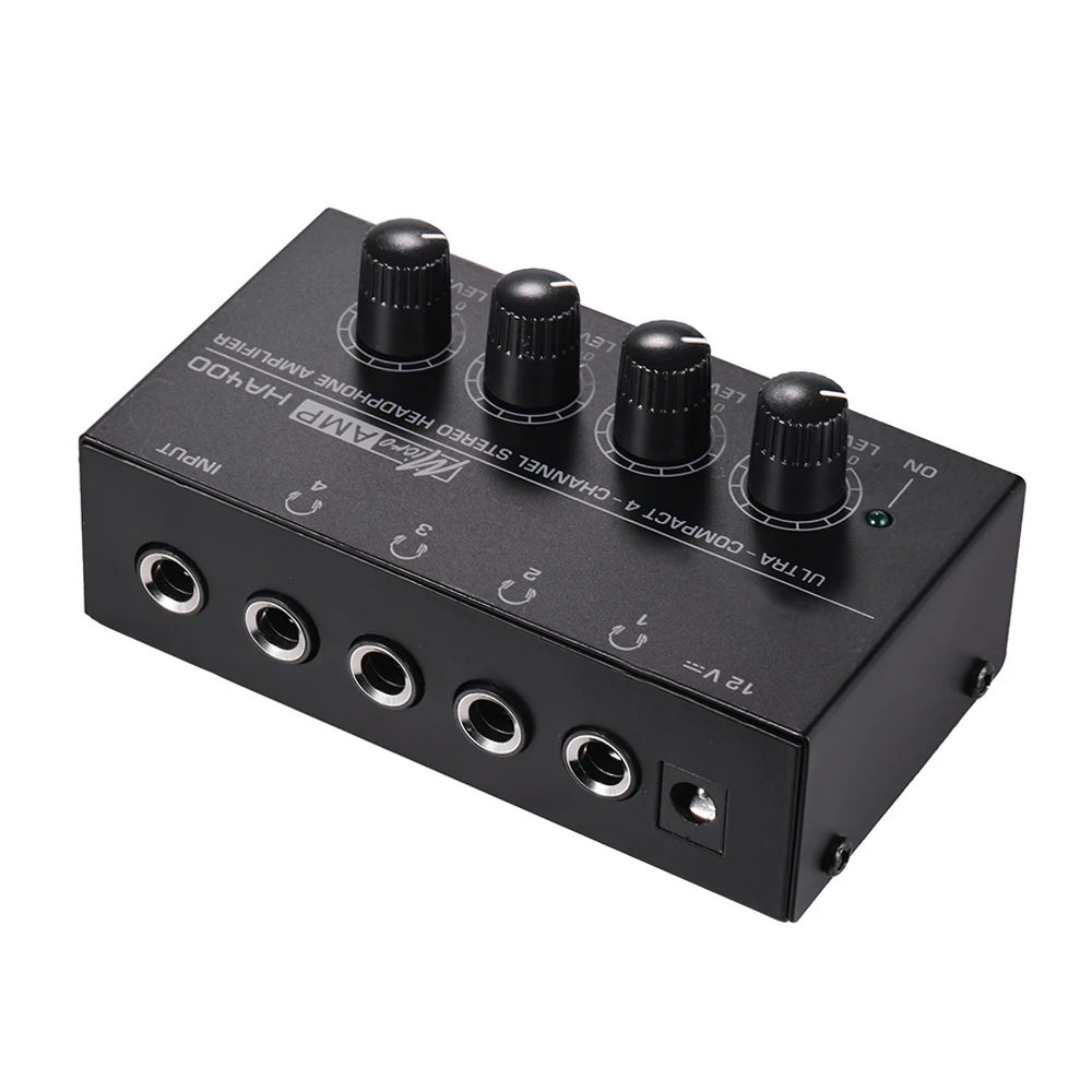 HA400 Ultra-compact 4 Channels Mini Audio Stereo Headphone Amplifier with Power Adapter