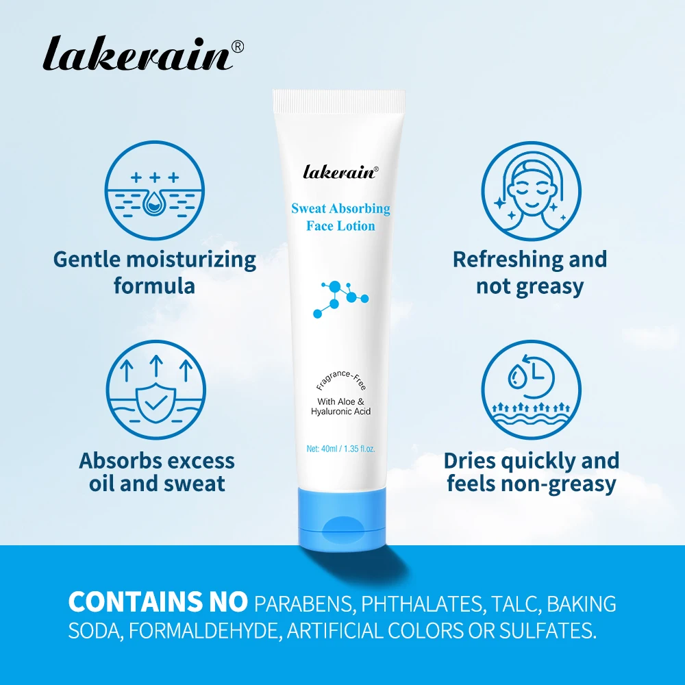 Sweat Absorbing Face Lotion 40ml Fragrance-Free Aloe Hyaluronic Acid Oil Control Matte Primer Long Lasting Sweat Control Facial Moisturizer