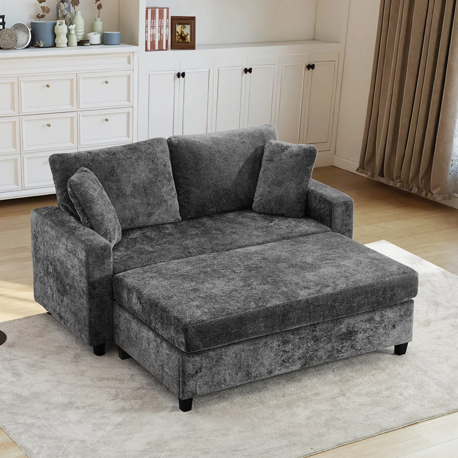 

63.4" Cozy Contemporary Loveseat With Storage Ottomanpromote sales