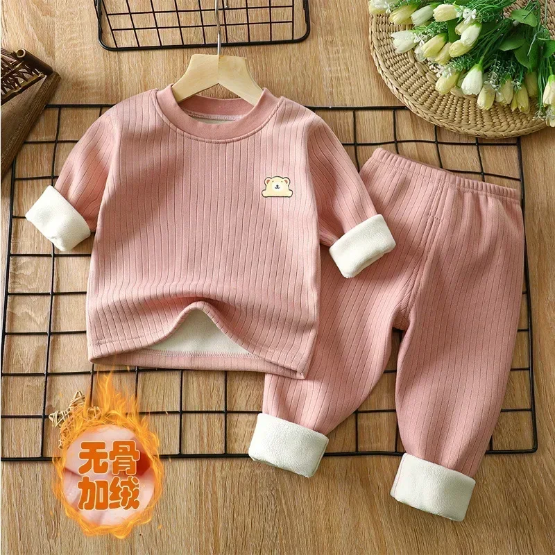 Children Winter Thermal Underwear Elastic Warm Seamless Boys Girls Clothing Set Skin-friendly Soft Comfortable Kids Long Johns