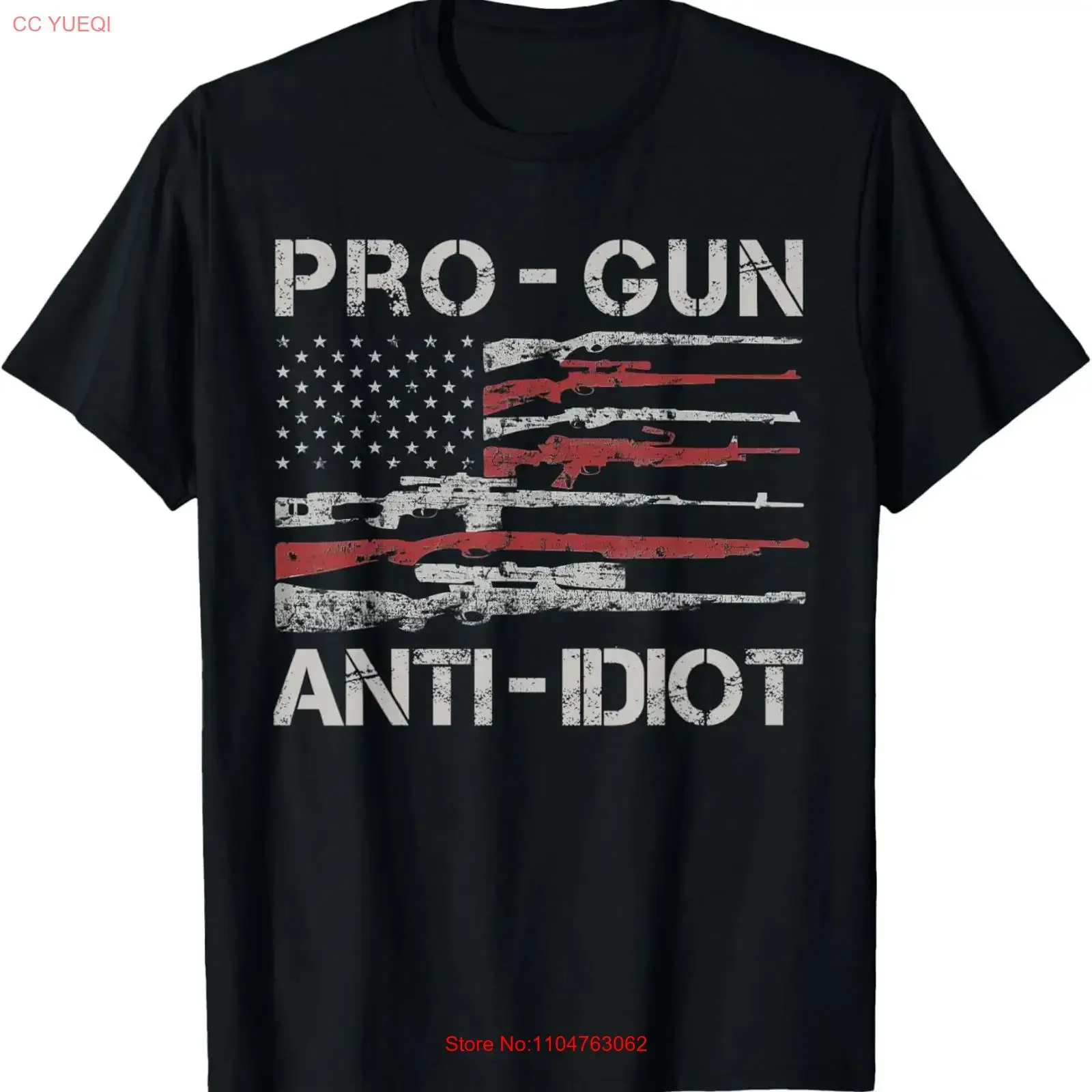 Pro Gun Anti IdioT T Shirt Vintage USA Flag 2nd Amendment  vintage Washed graphic Stretched Top For Everyday Wear Unisex Soft