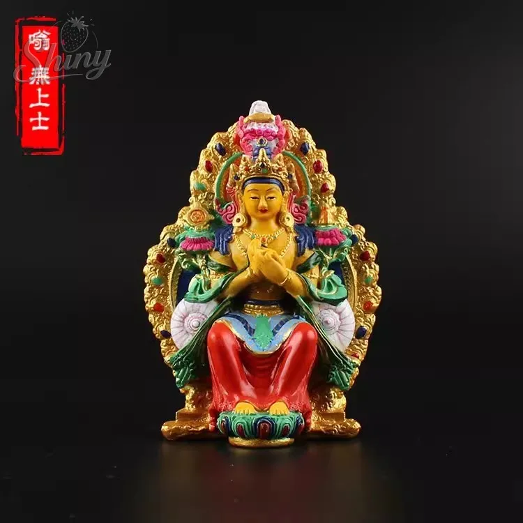 China Tibetan Buddhism Painted mini Buddha Tantric Medicine Buddha Statue Protector God Sculptures