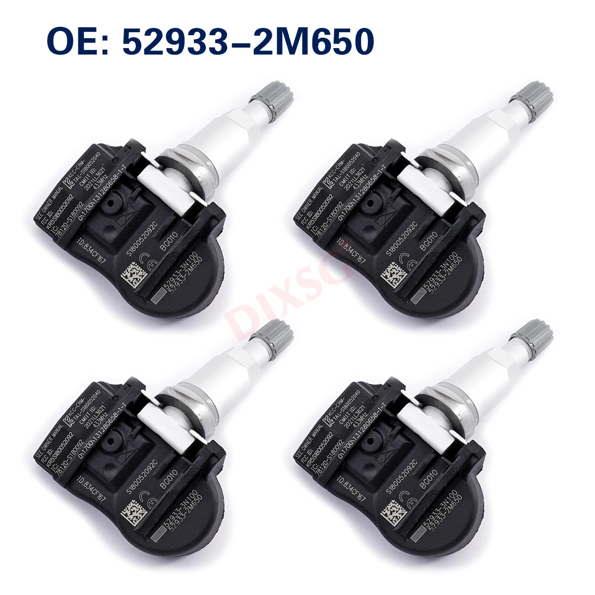 4pcs Tire Pressure Sensor 52933-2M650 52933-3N100 for Hyundai Sonata Grand Santa Fe i30 Genesis Kia Ceed Optima Sorento 433Mhz