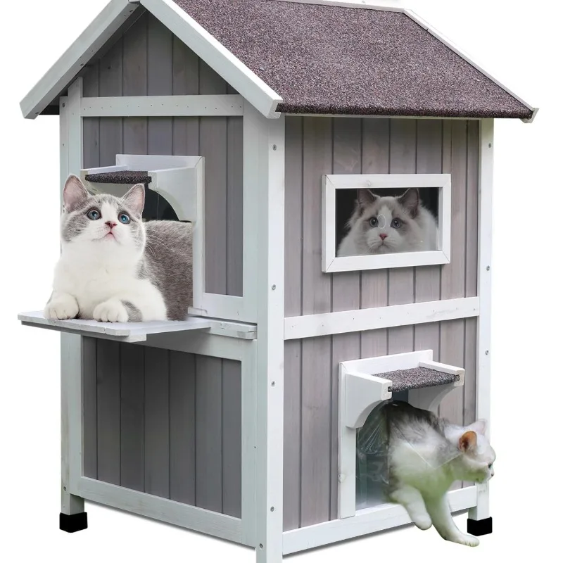 

Outdoor thermal insulation cat cage windproof nest cold and warm house outdoor cat house large rain and sun protection b